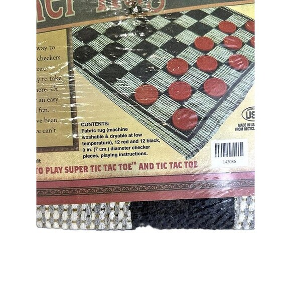 Jumbo 3-in-1 Checker Rug Game – Reversible Fabric Board for Checkers - Picture 3 of 4